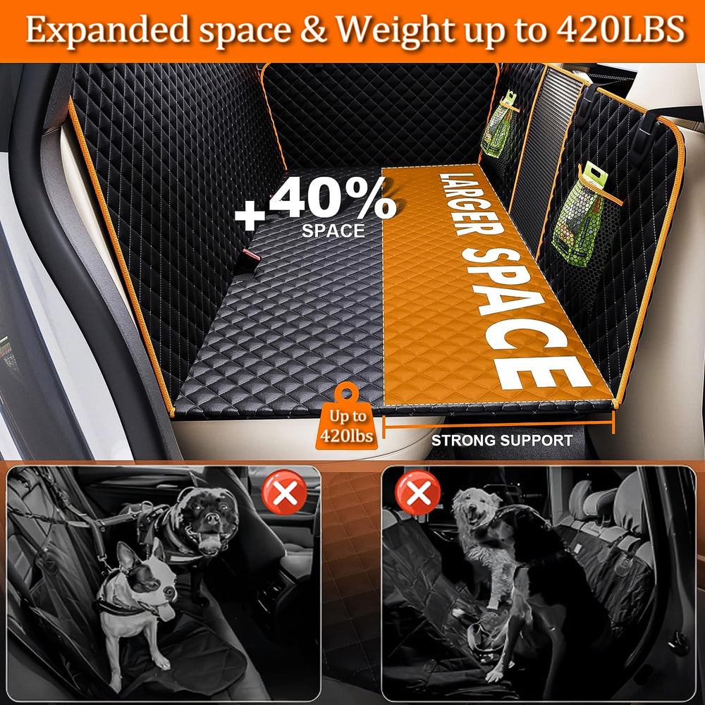 Chilino mesh window allows airflow and interaction with your dog during travels.