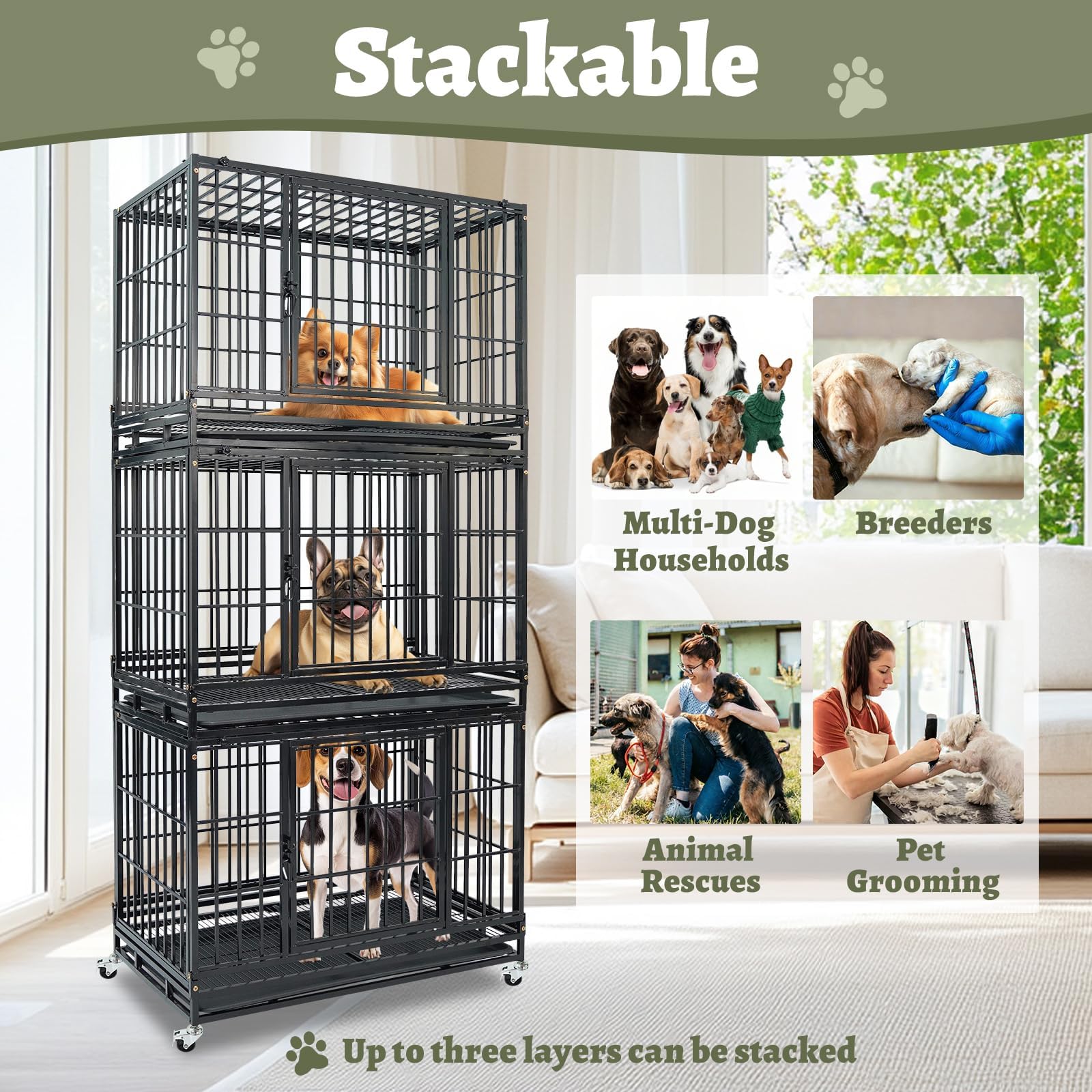 Chillbonmaykisin crate with double doors and open top for training