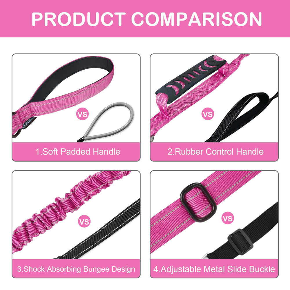 Chioratree heavy duty dog leash pink color overview for medium to large dogs