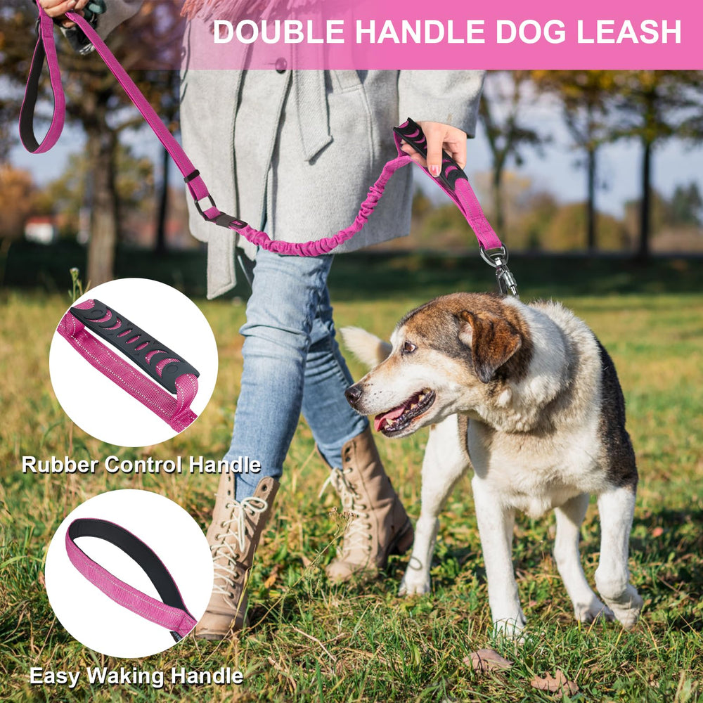 Chioratree heavy duty dog leash pink traffic control handle for training control