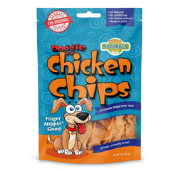 Chip's Naturals Doggie Chicken Chips packaging with resealable bag for freshness.