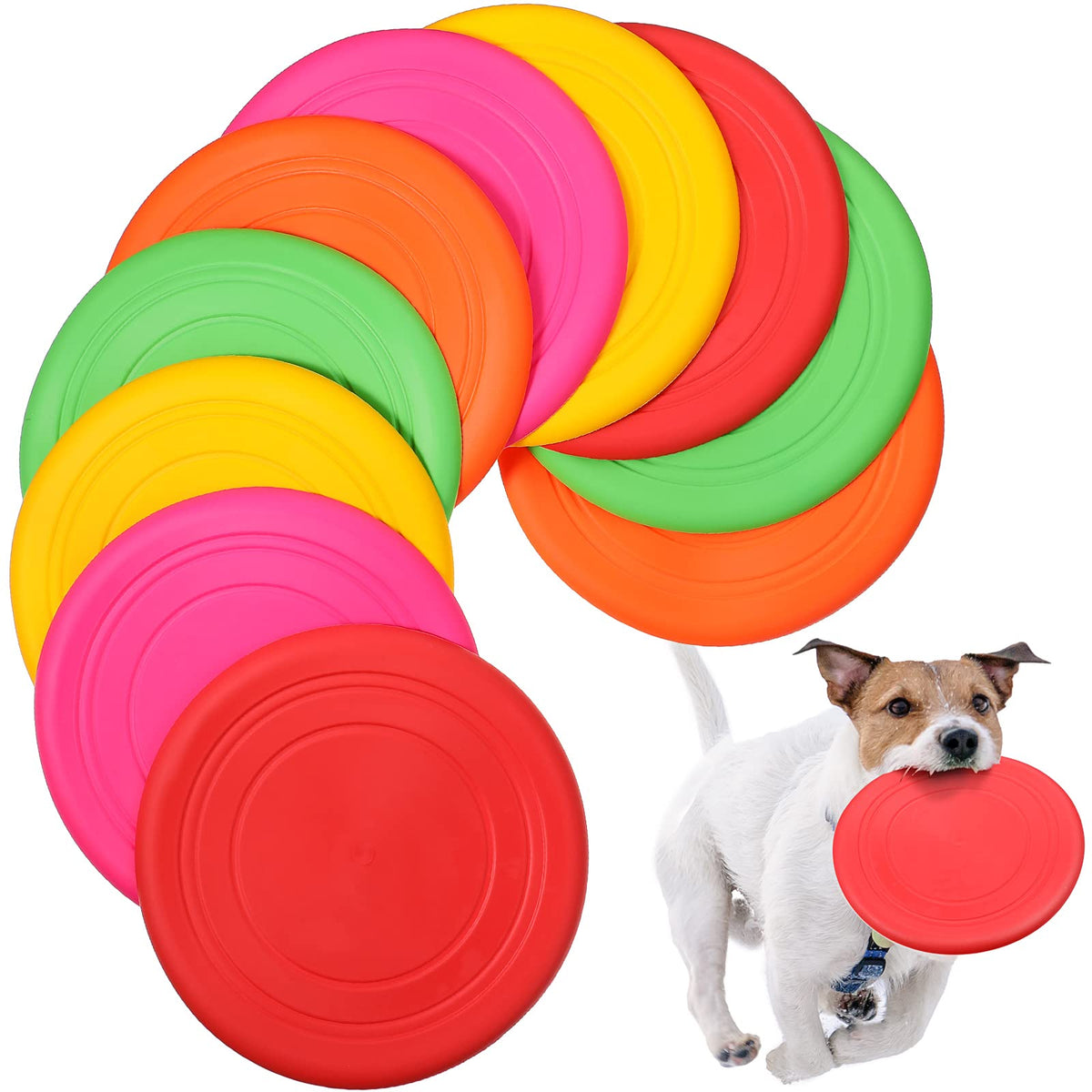 Chivao dog flying disc shows soft silicone material for safe chewing and training.