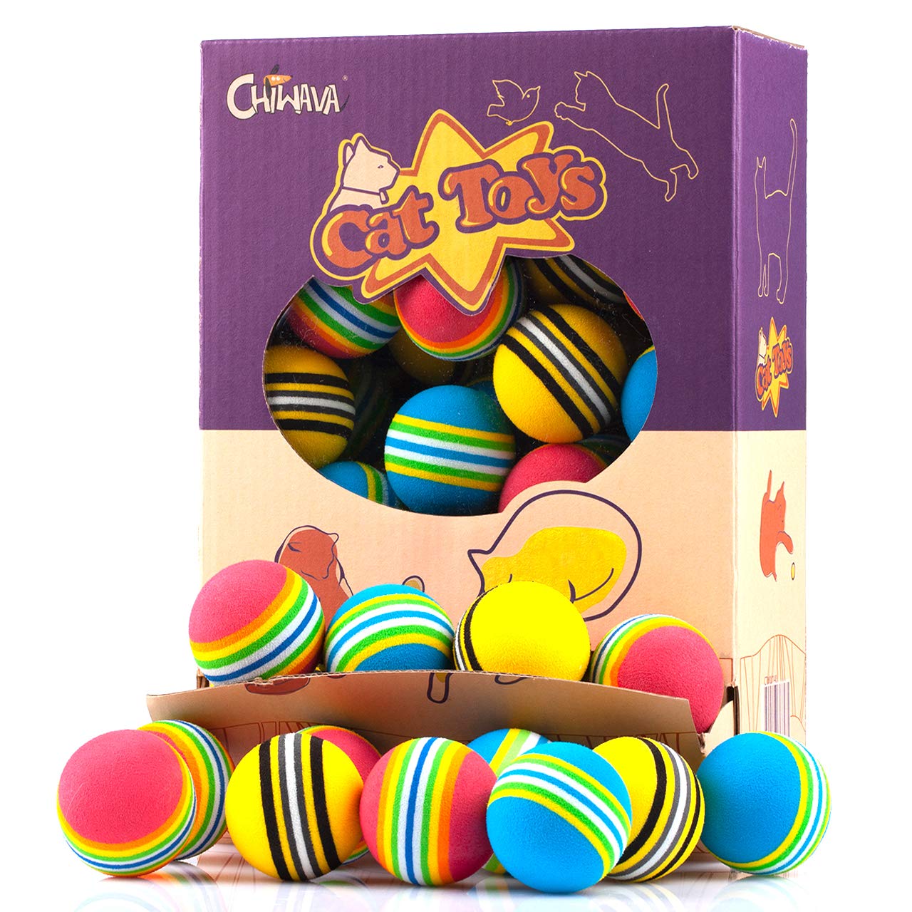 CHIWAVA bolas arcoíris de espuma EVA, tamaño 1,7 pulgadas, para juego silencioso en casa.
