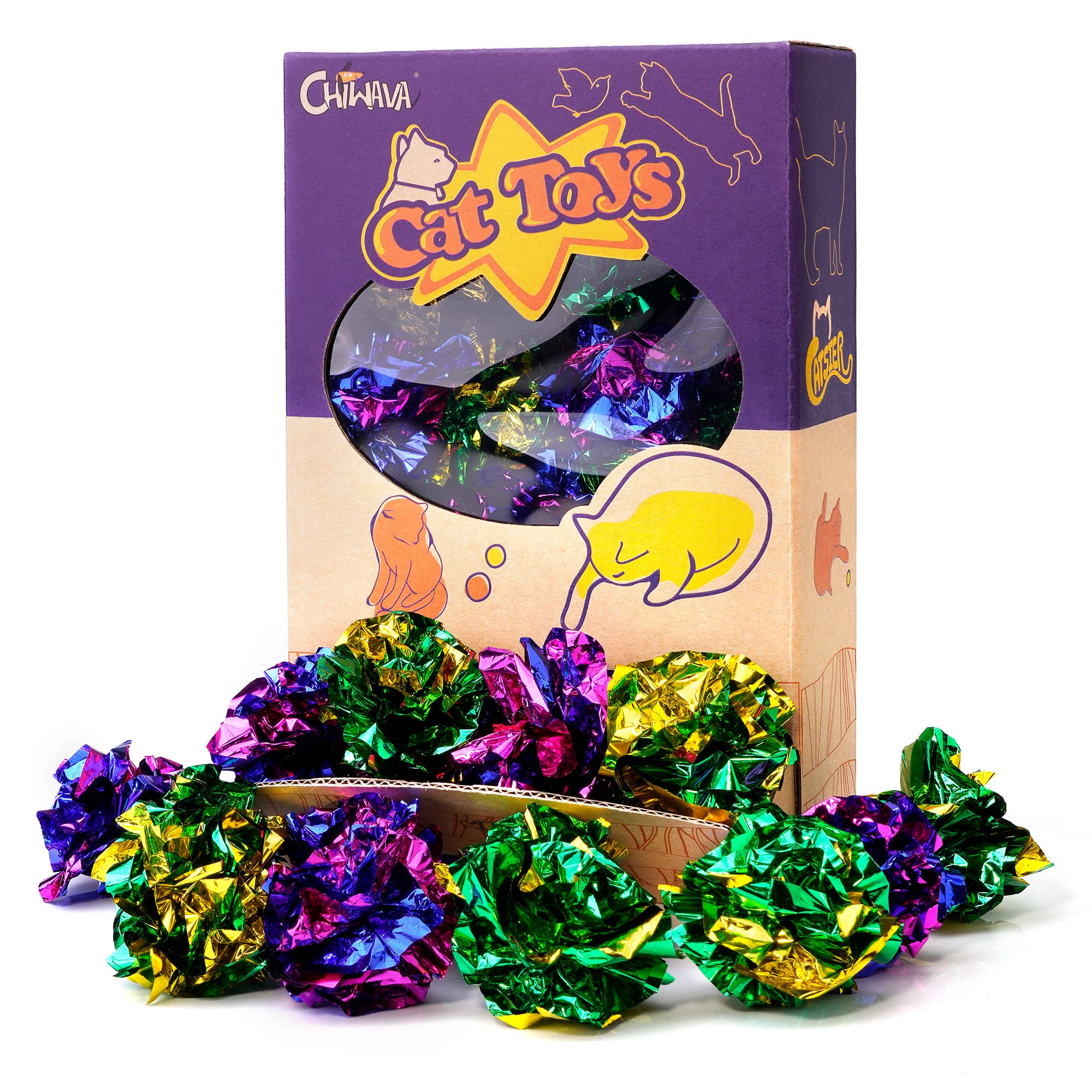 CHIWAVA Mylar ball set: lightweight, colorful fun for indoor cat enrichment.