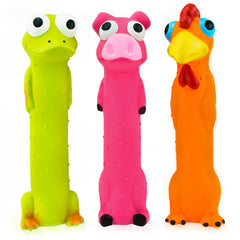 CHIWAVA gallina de cuerpo largo, juguete de látex para masticar y jugar.