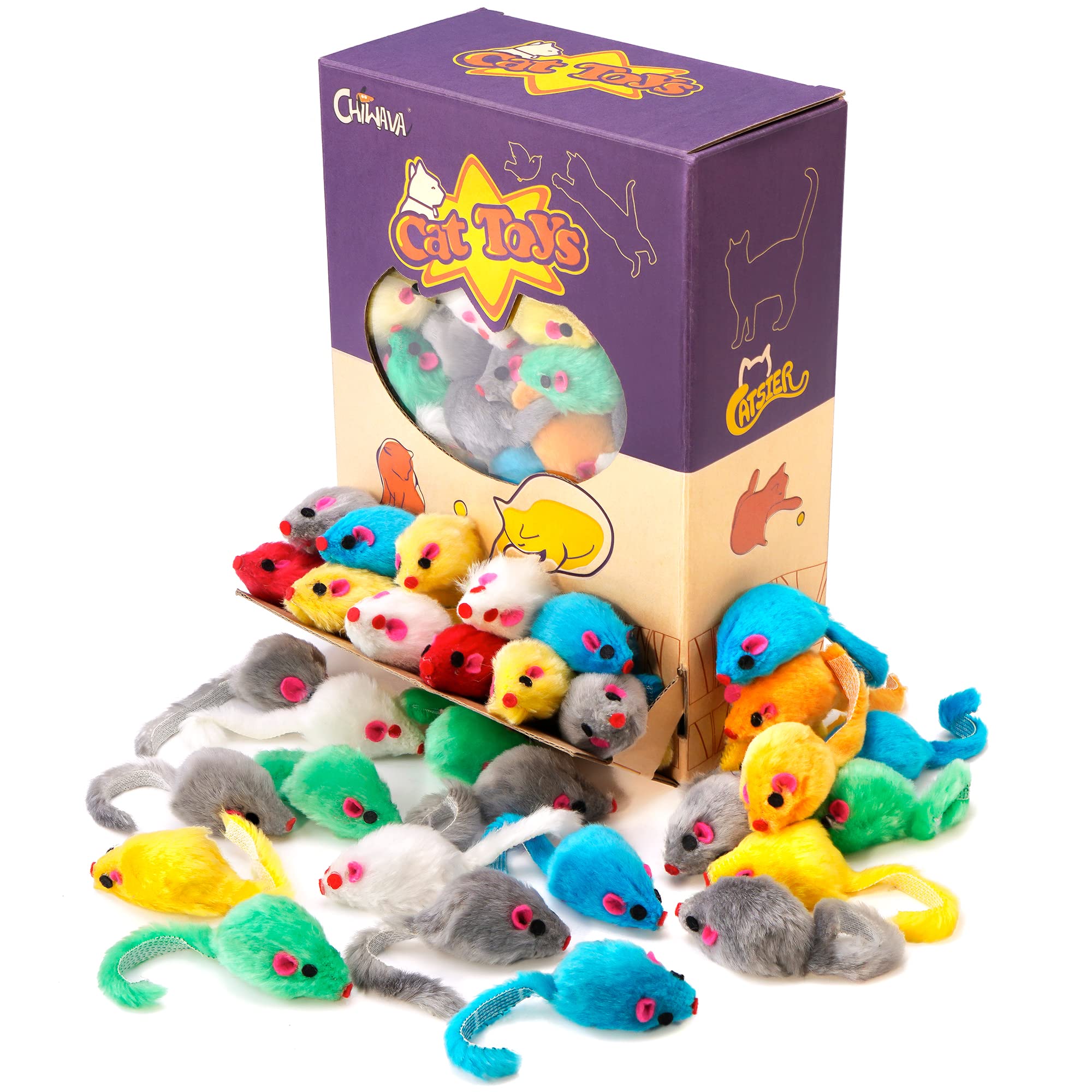 CHIWAVA ratón peludo blanco ideal para gatitos