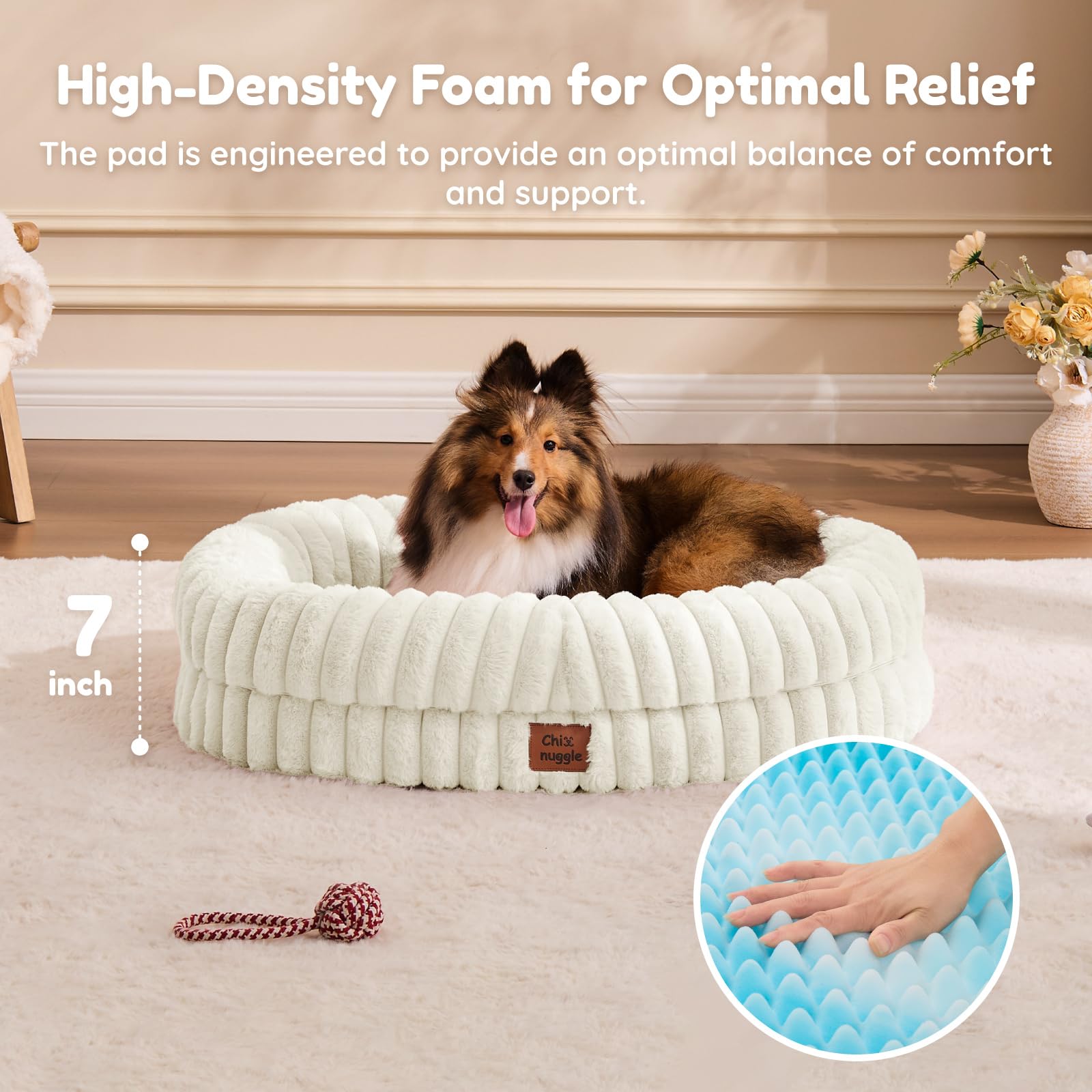 ChiXnuggle dog bed zipper-cover close-up, removable for easy washing.