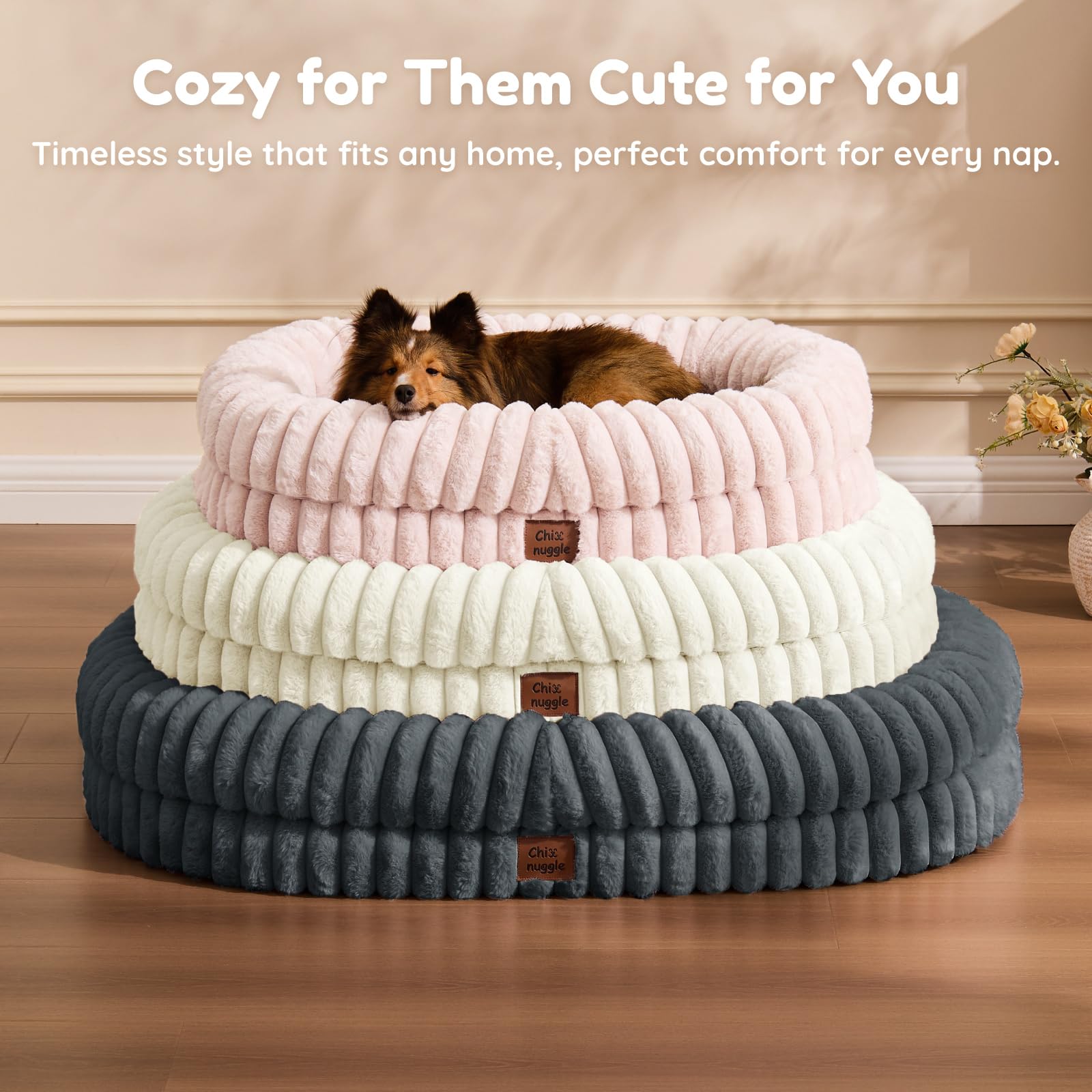 ChiXnuggle dog bed non-slip bottom prevents sliding on smooth floors.