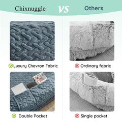 ChiXnuggle dog bed with soft faux fur emphasizes warm, inviting comfort.