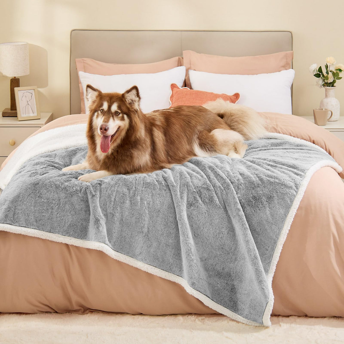 ChiXnuggle extra-large blanket front view shows waterproof faux fur protection