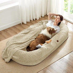 ChiXnuggle human-dog-bed cover highlights plush linen for luxurious lounging
