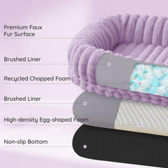 ChiXnuggle human dog bed purple side view with wrap-around edge