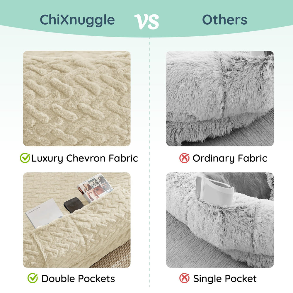 ChiXnuggle dog bed side pockets keep essentials within reach during lounging