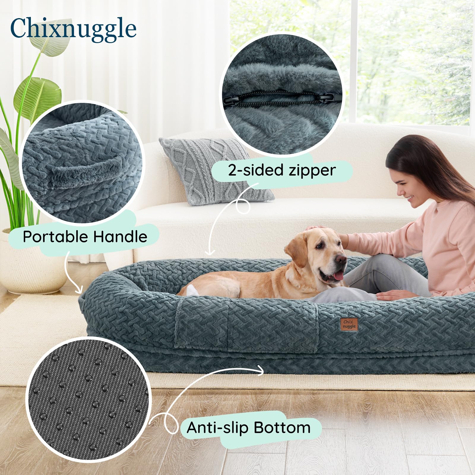 ChiXnuggle non-slip bottom keeps the bed stable on smooth floors.