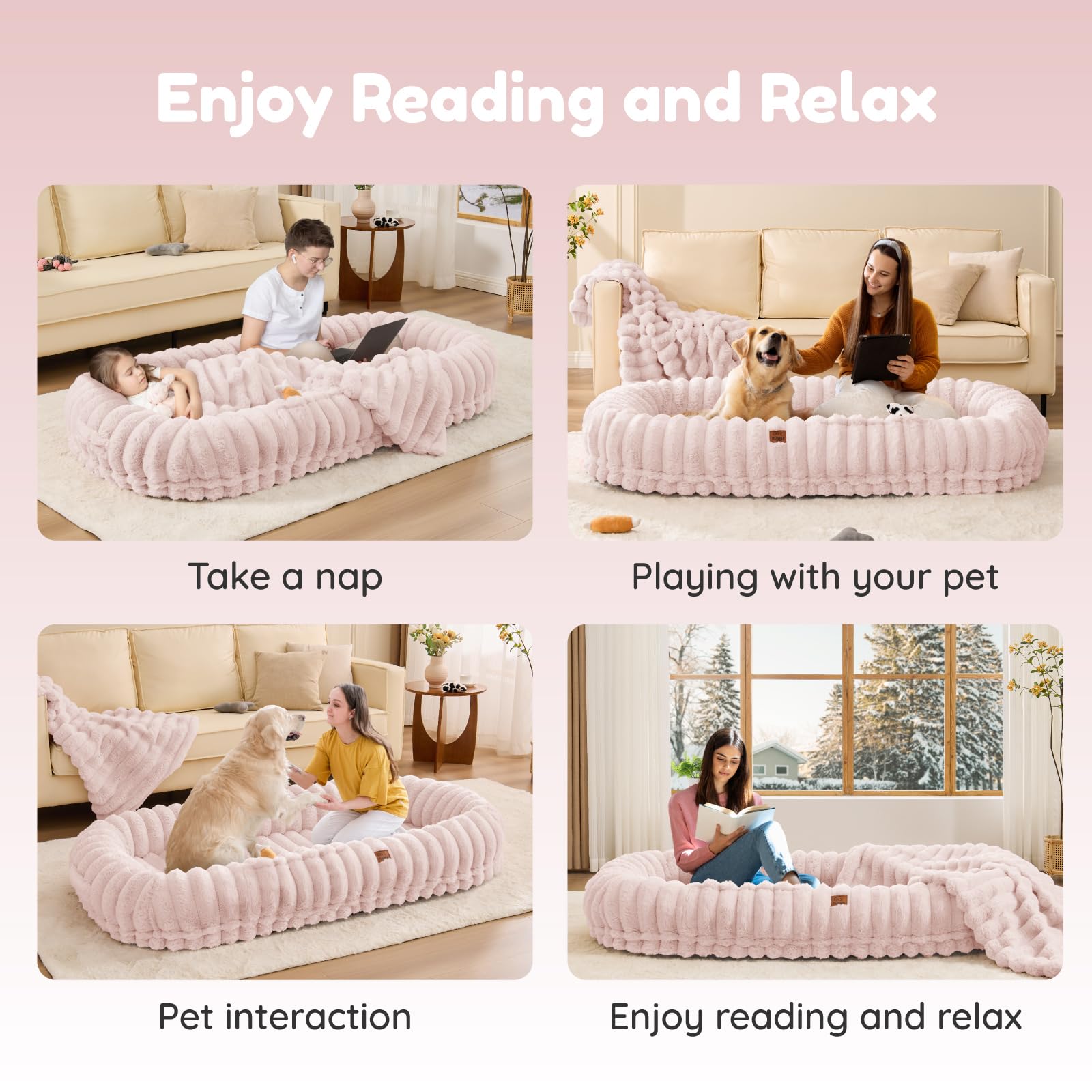 ChiXnuggle striped-faux-fur-cover adds tactile luxury for relaxed lounging