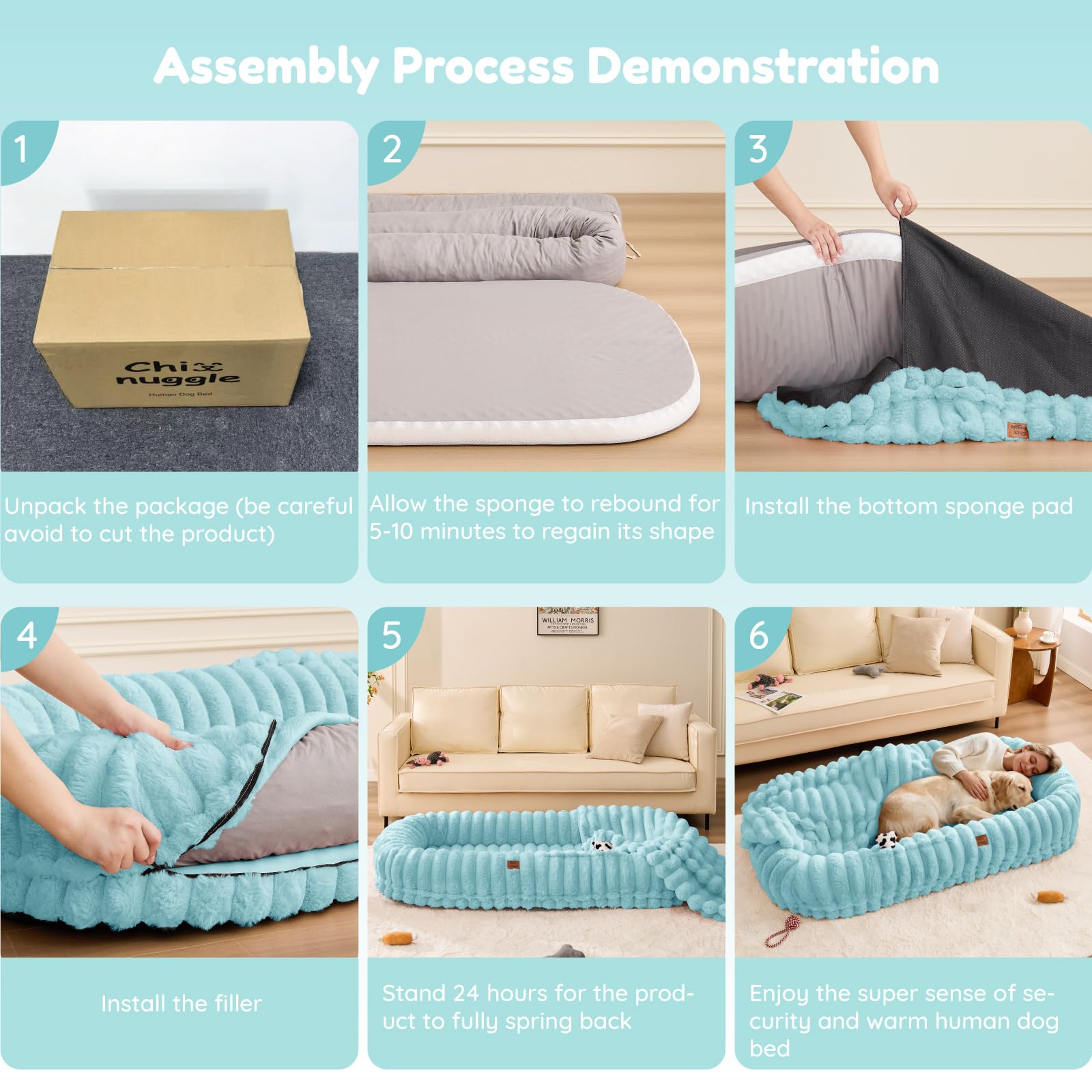 ChiXnuggle thick blue blanket adds extra warmth and texture for cocoon-like comfort.