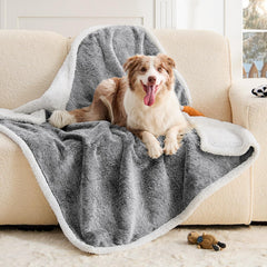 ChiXnuggle waterproof dog blanket on sofa protects upholstery from spills and hair
