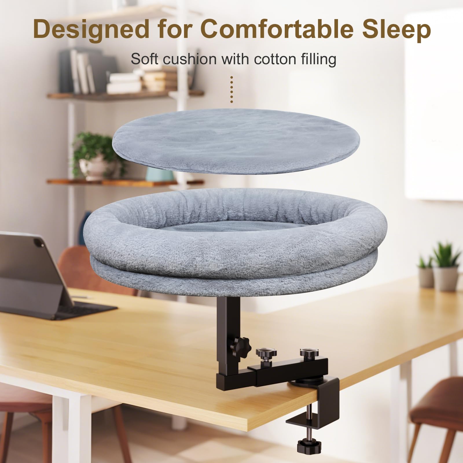 Chloraeon cat desk bed 18-inch design provides extra space for larger cats