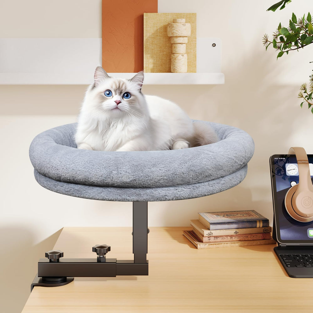 Chloraeon cat desk bed modern grey finish complements any workspace