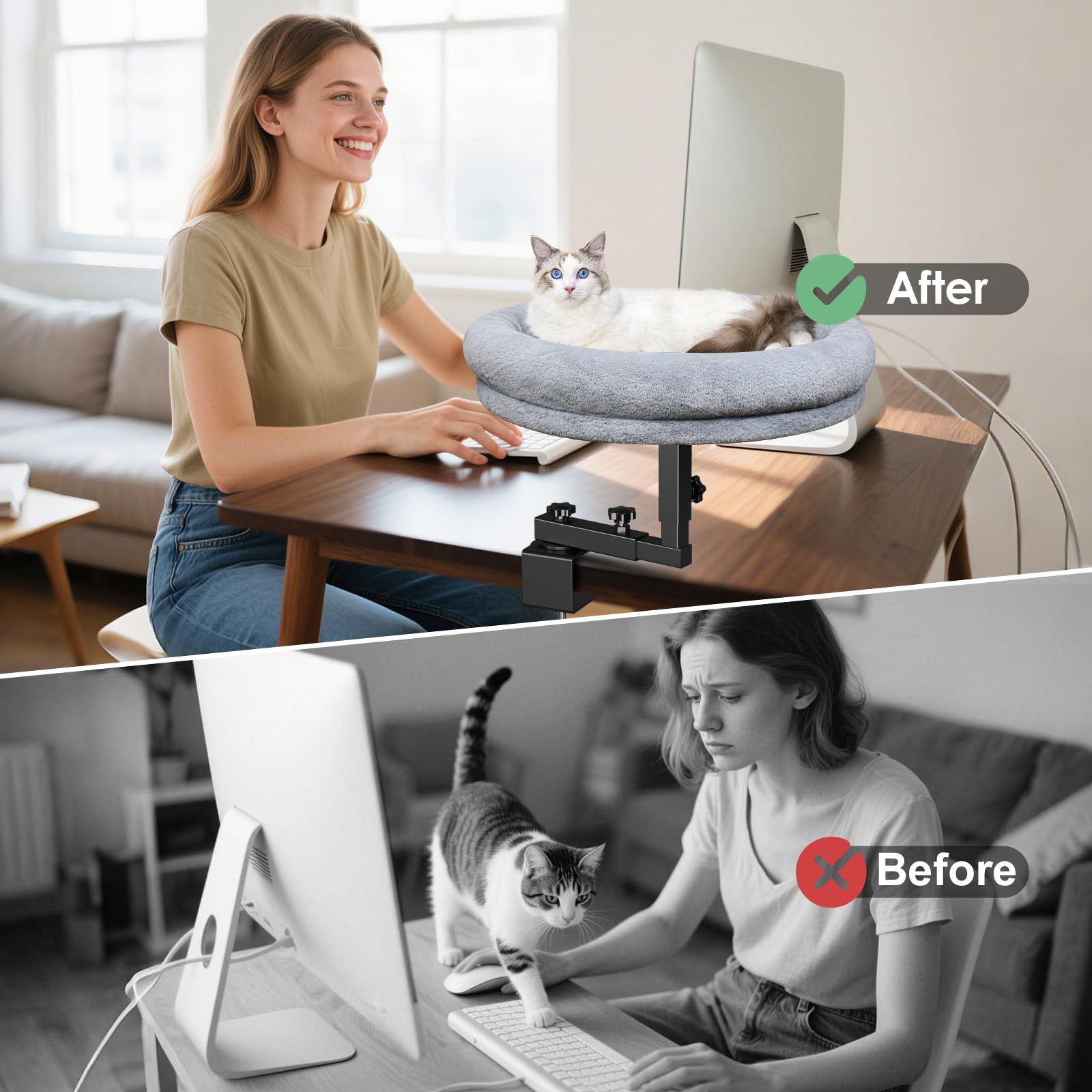 Chloraeon cat desk bed plush cushion adds warmth and cozy snuggle spots