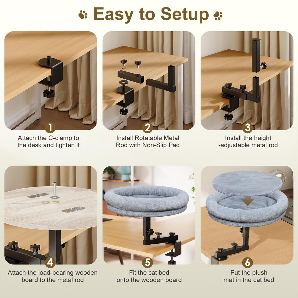 Chloraeon cat desk bed secure clamp keeps the unit steady on desks