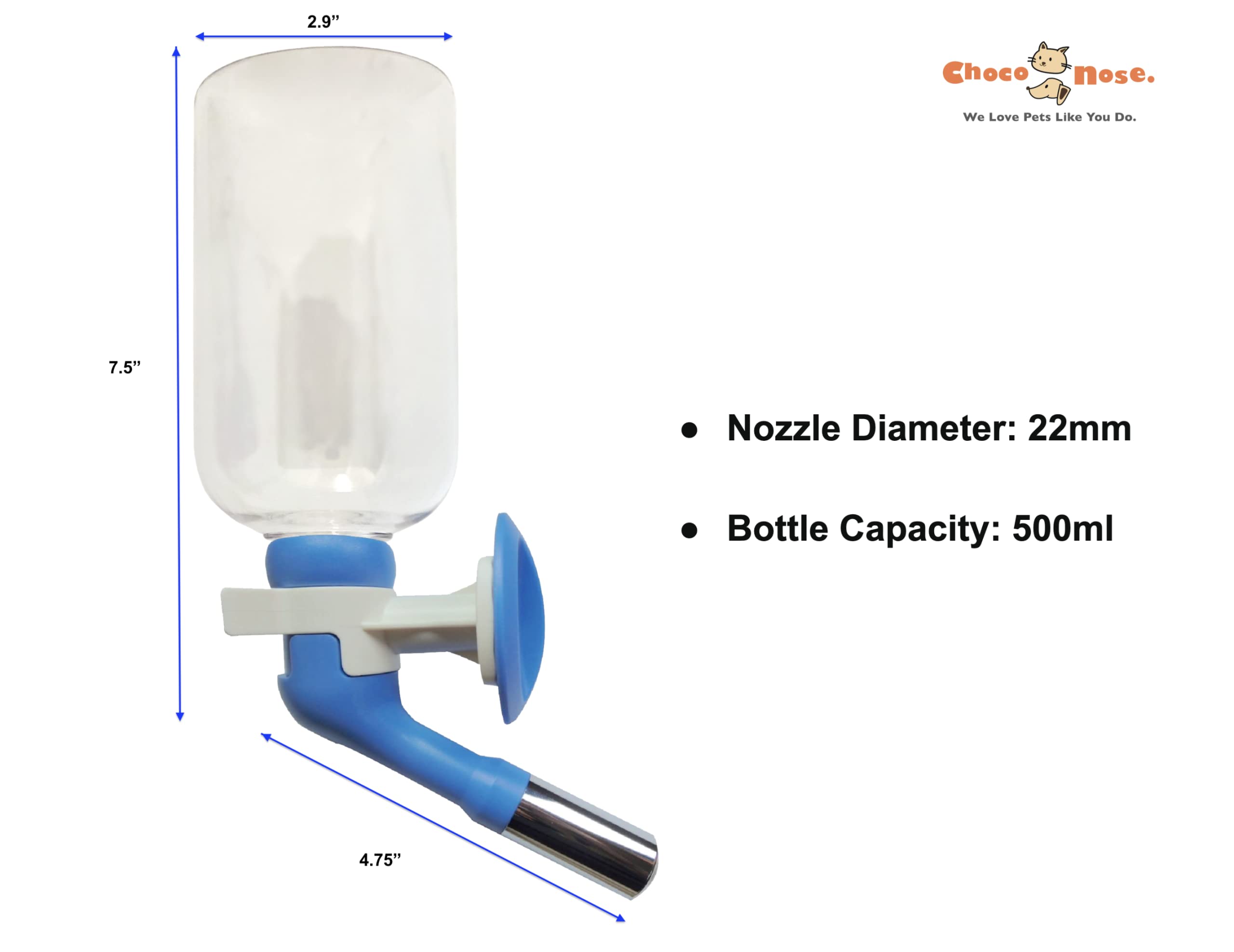 Choco Nose H570 enlarged 22mm nozzle eases drinking for large dogs.