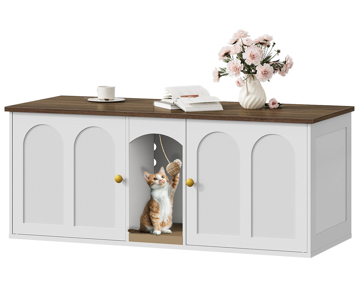 CHOEZON 47.2'' double cat litter enclosure front view shows hidden litter box