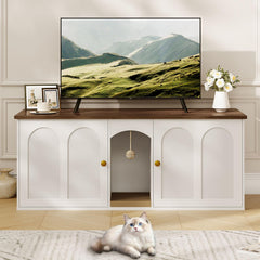 CHOEZON interior with scratching board invites play while concealing litter area