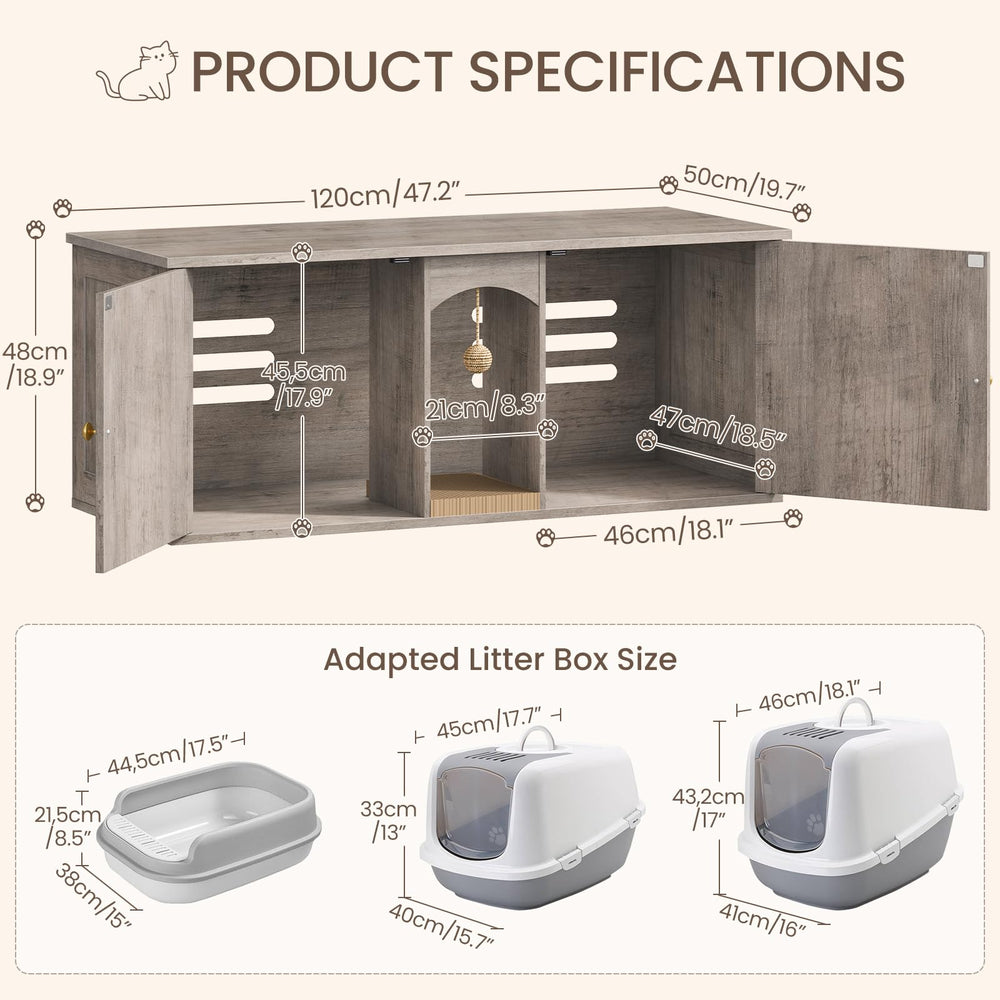 CHOEZON two-cat suitability shown with spacious top and storage