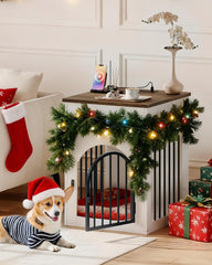 CHOEZON dog crate furniture charging station keeps devices organized.