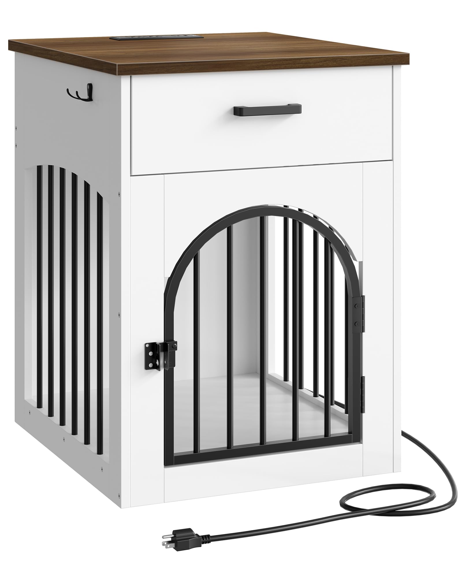 CHOEZON dog crate furniture white and walnut finish complements interiors.