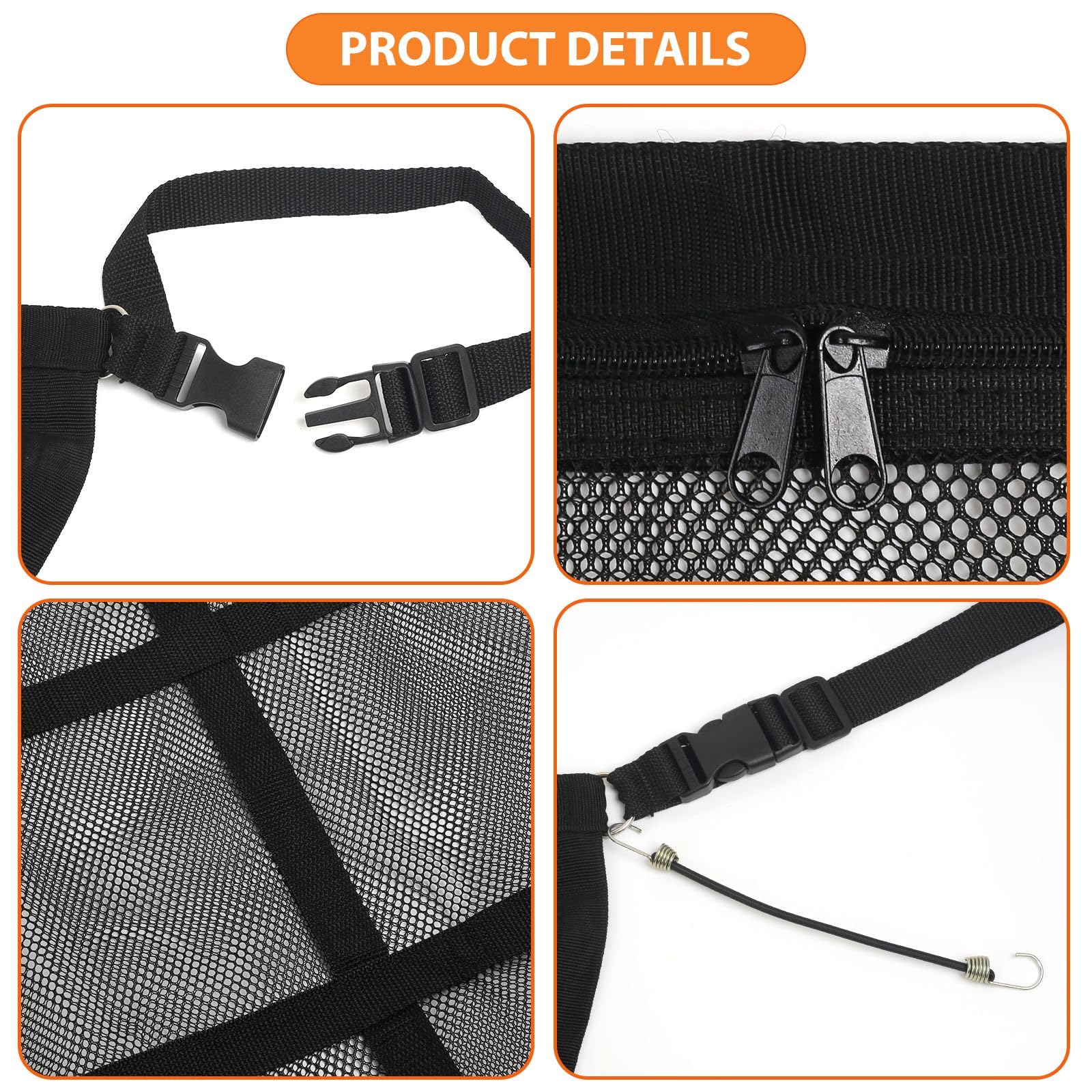 Choicons car ceiling cargo net top view ready to organize gear.