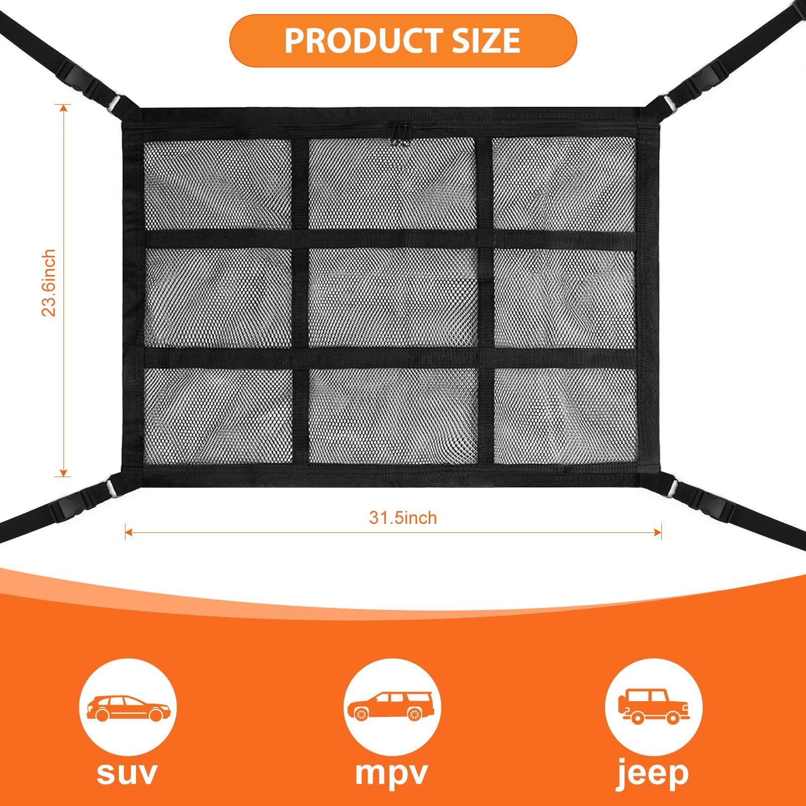 Choicons dog car barrier mesh detail shows sturdy, transparent HDPE mesh.