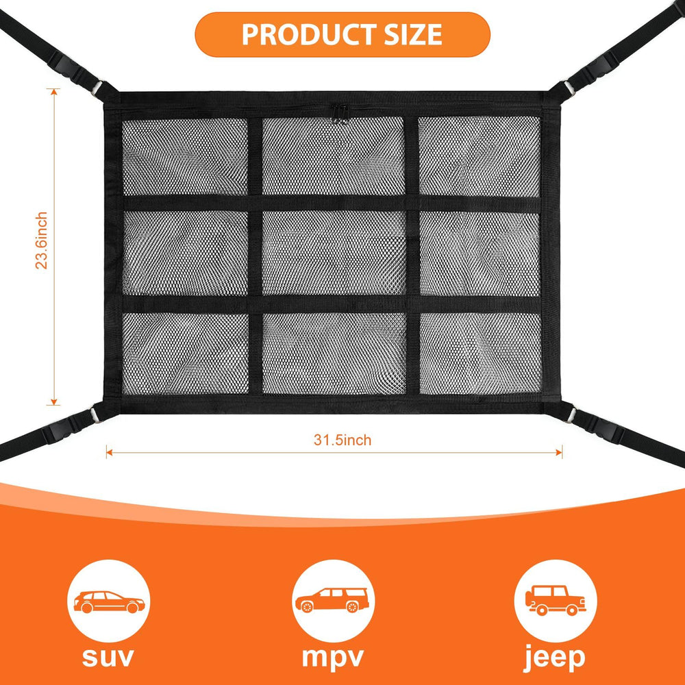 Choicons dog car barrier mesh detail shows sturdy, transparent HDPE mesh.