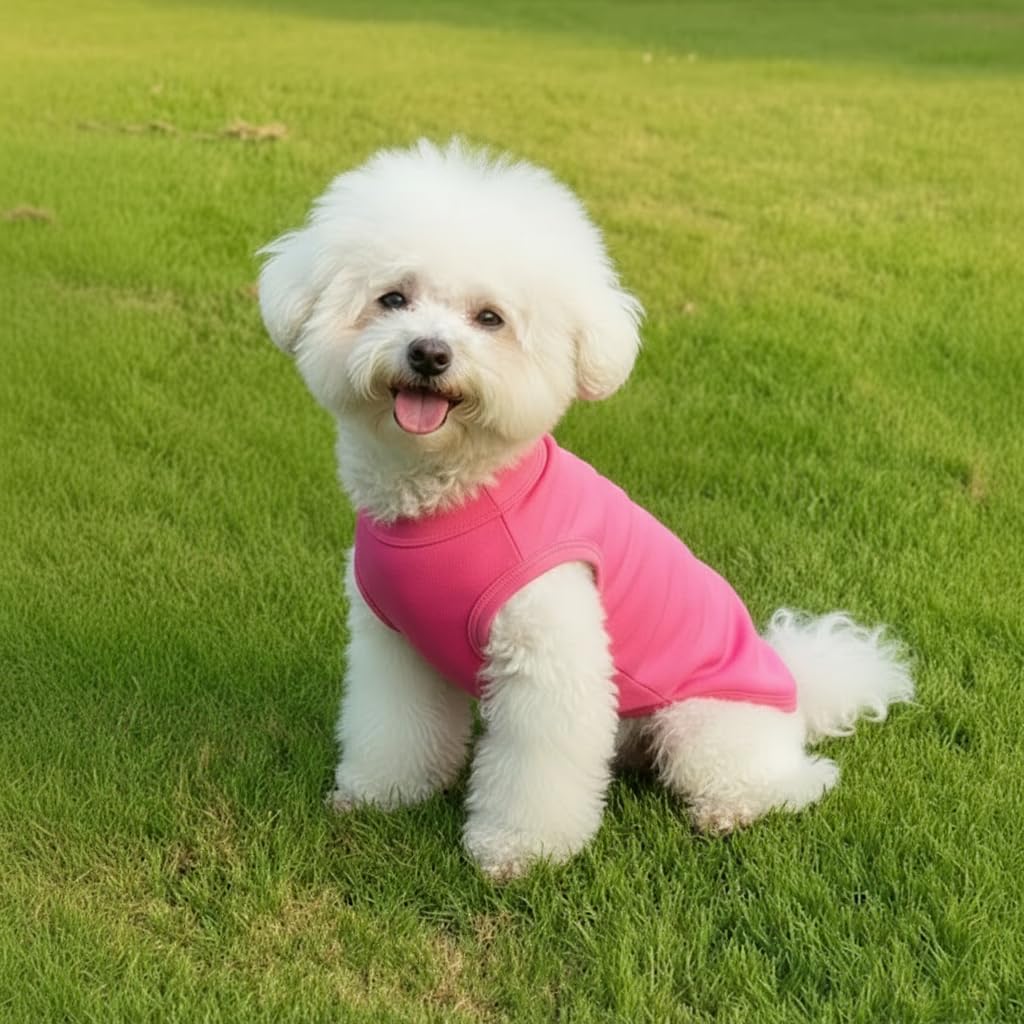 Chol&Vivi dog shirt xxxl pink back highlights secure fit during activity.