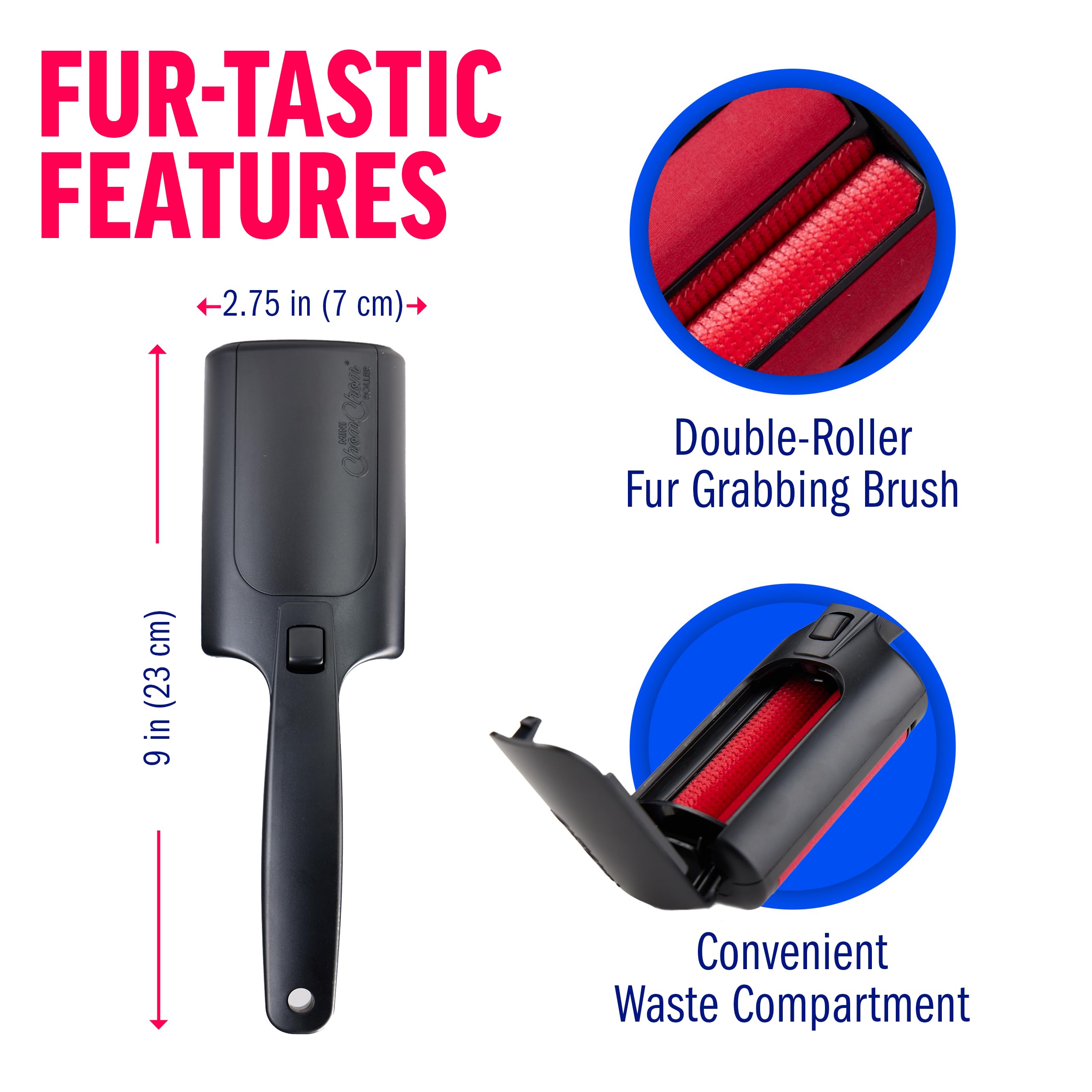 ChomChom Roller removes dog or cat fur from blankets or upholstery.