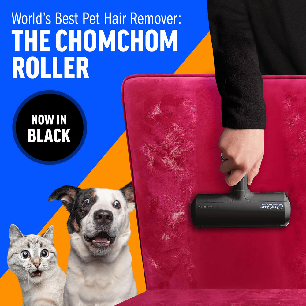 ChomChom Roller cat hair on car seat demonstrates reusable lint function.