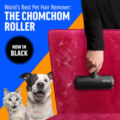 ChomChom Roller cat hair on car seat demonstrates reusable lint function.