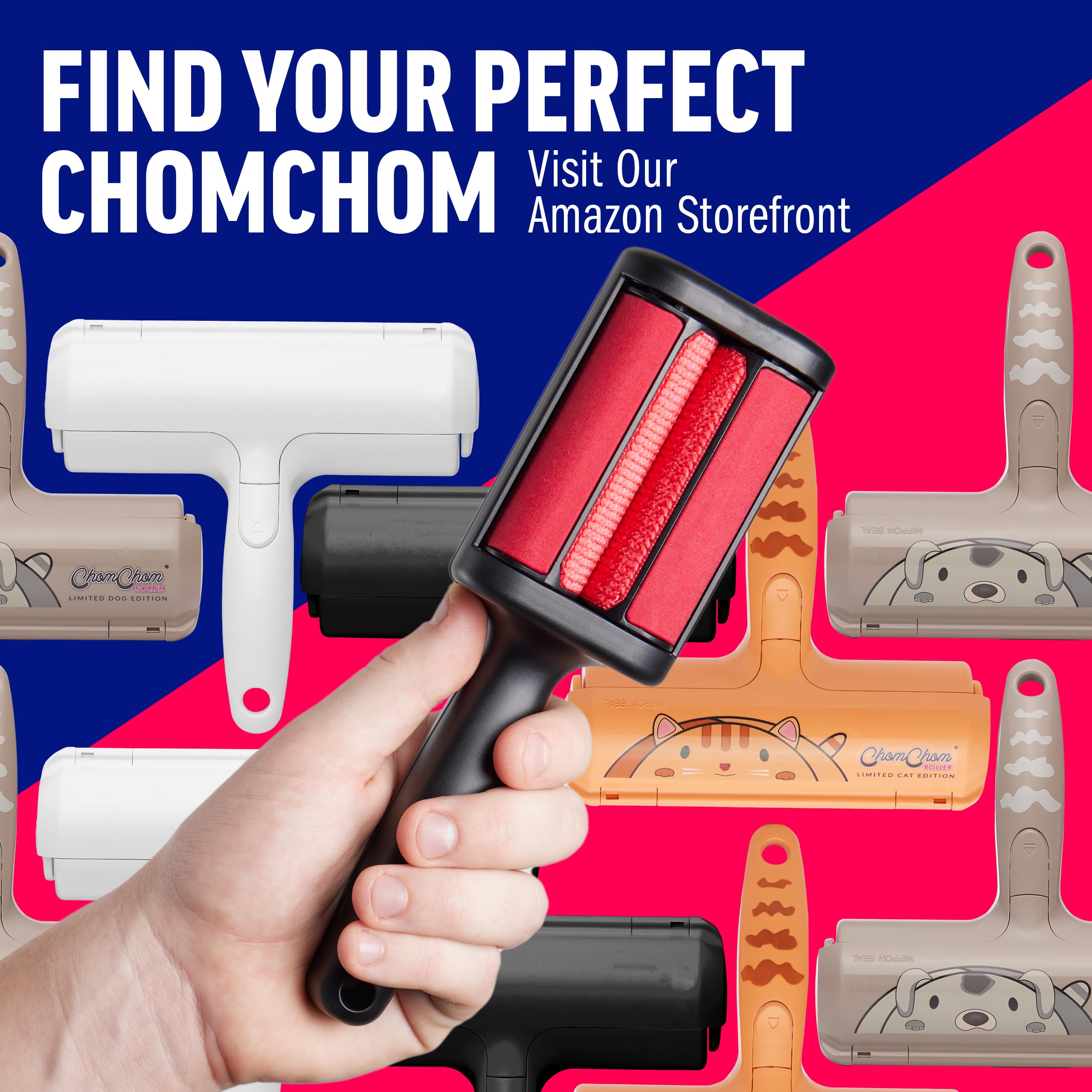 ChomChom Roller easy-clean design keeps surfaces fur-free.