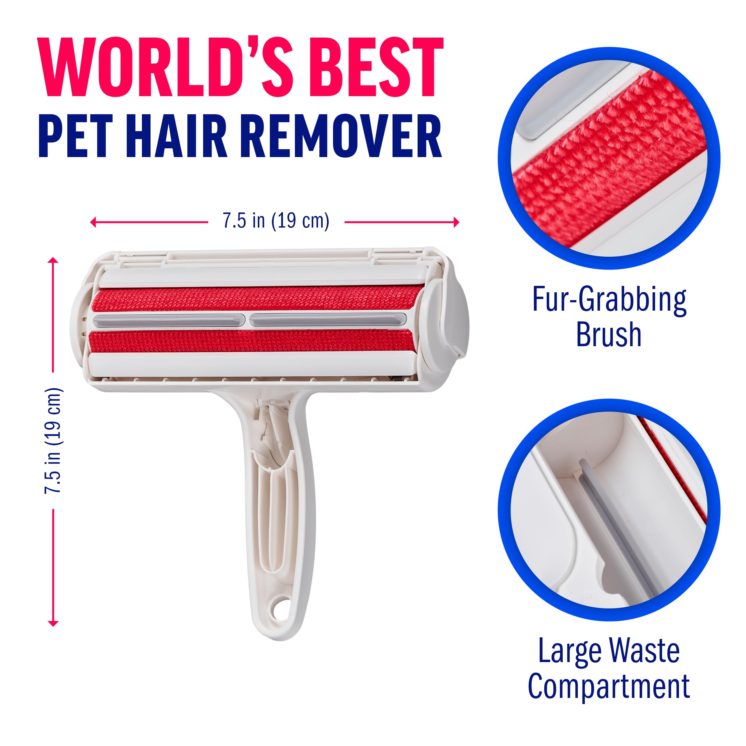 ChomChom Roller cleans fur from a fabric couch