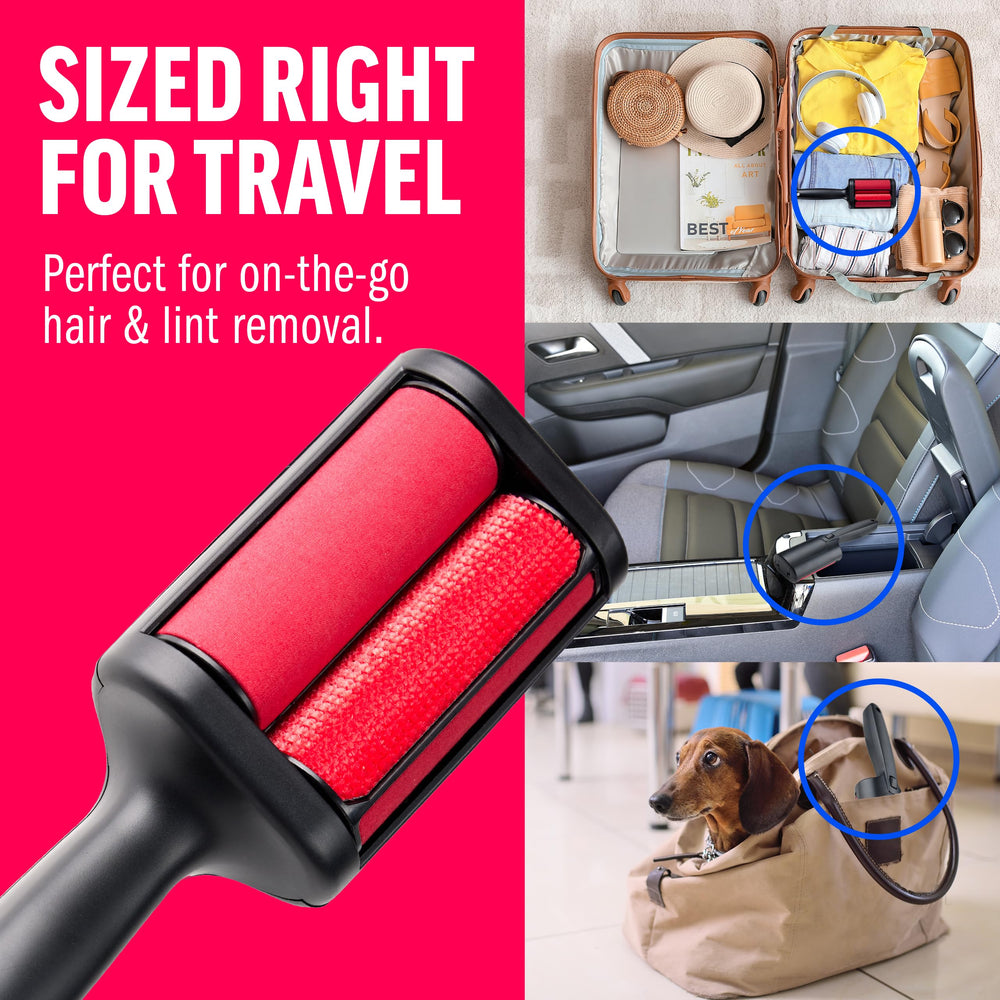 ChomChom Roller in hand for on-the-go pet hair removal.