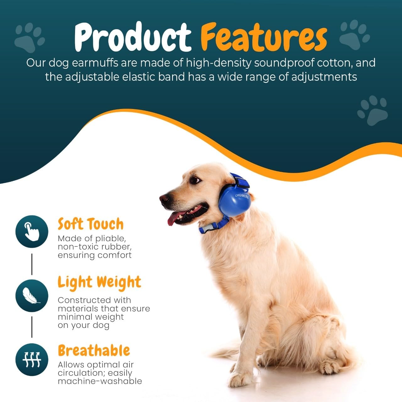 CHOMIN large-size dog ear muffs fit larger dogs comfortably