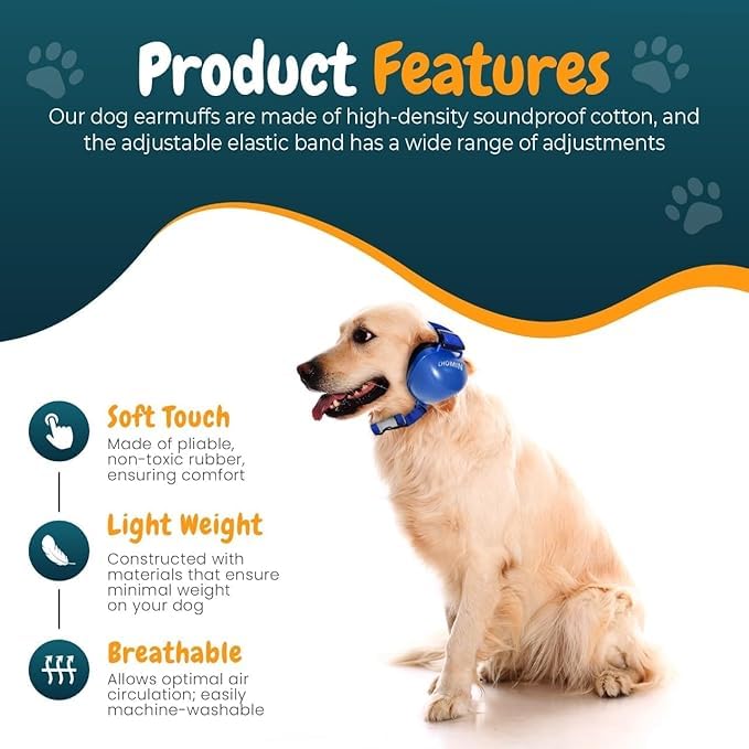 CHOMIN dog ear muffs lightweight design and adjustable straps for prolonged wear.