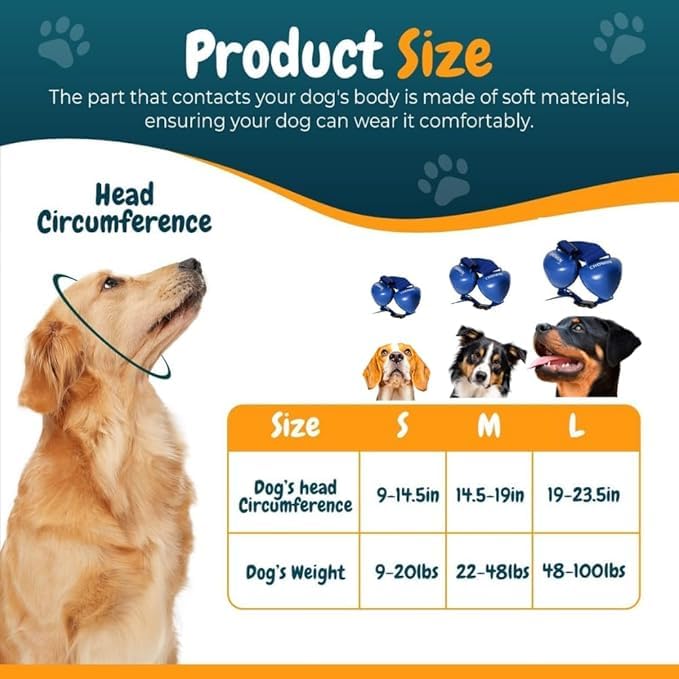 CHOMIN dog ear muffs showing three sizes for a snug, secure fit.