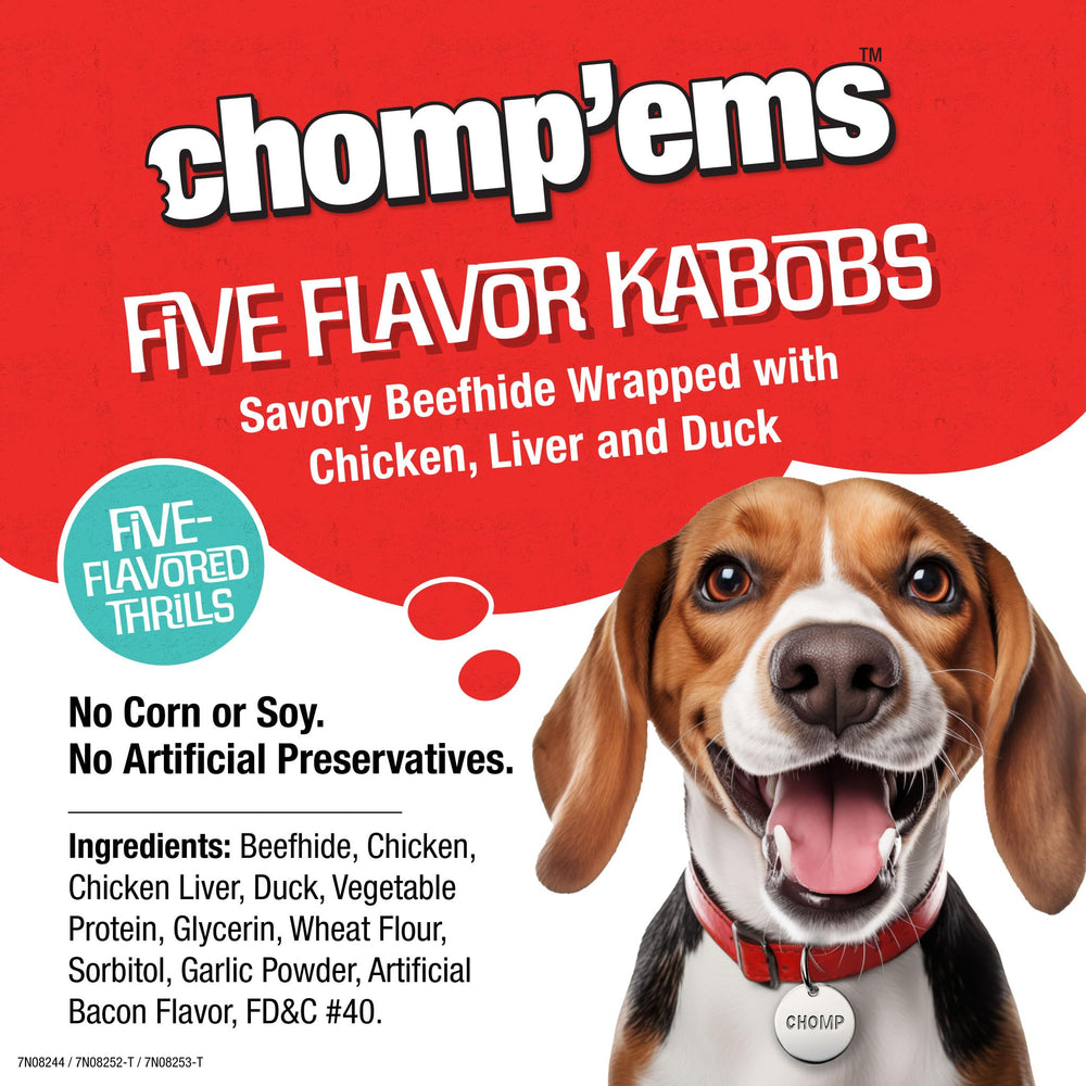 CHOMP EMS Five Flavor Kabobs natural flavor twist delivers multi-texture bites.