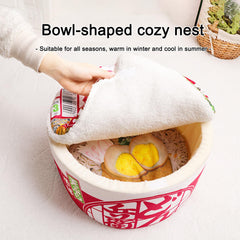 寵幸 ramen noodle bed with faux shag fur warmth and security.