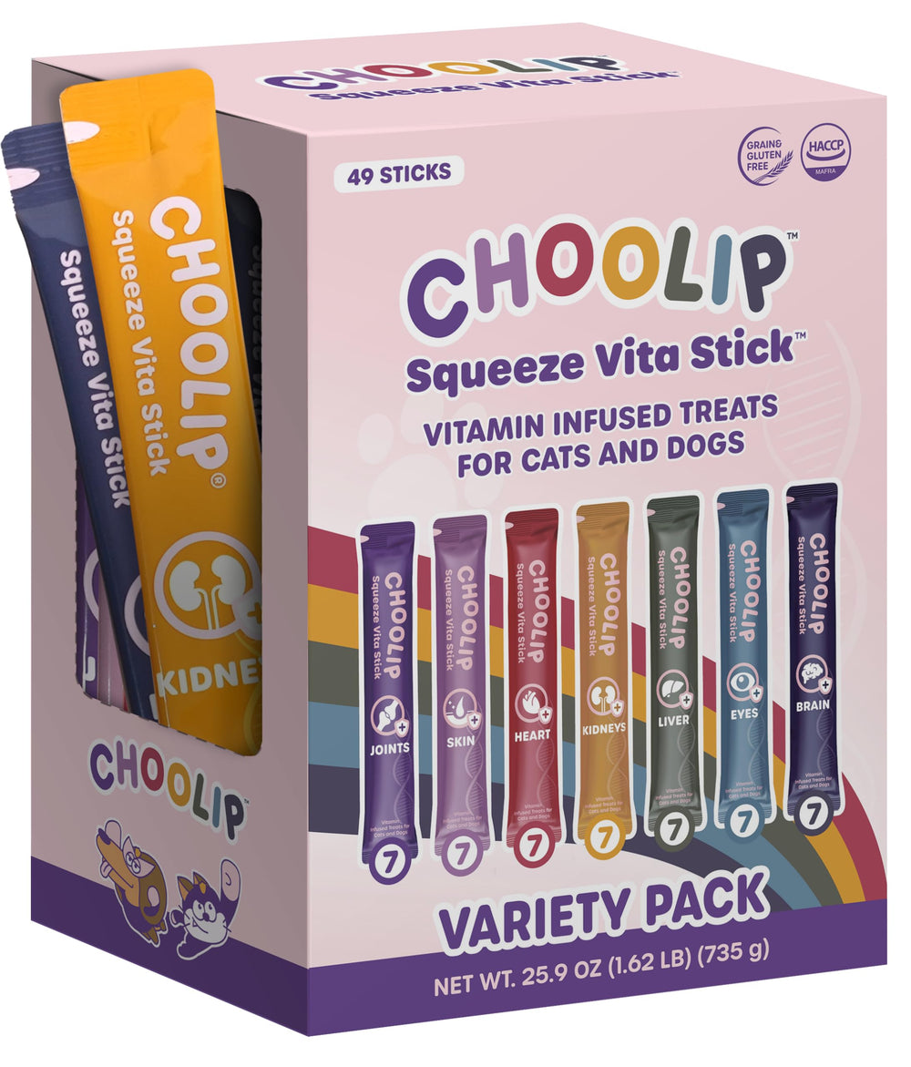Choolip Squeeze Vita Stick 49-count pack highlights bulk value for multi-pet households