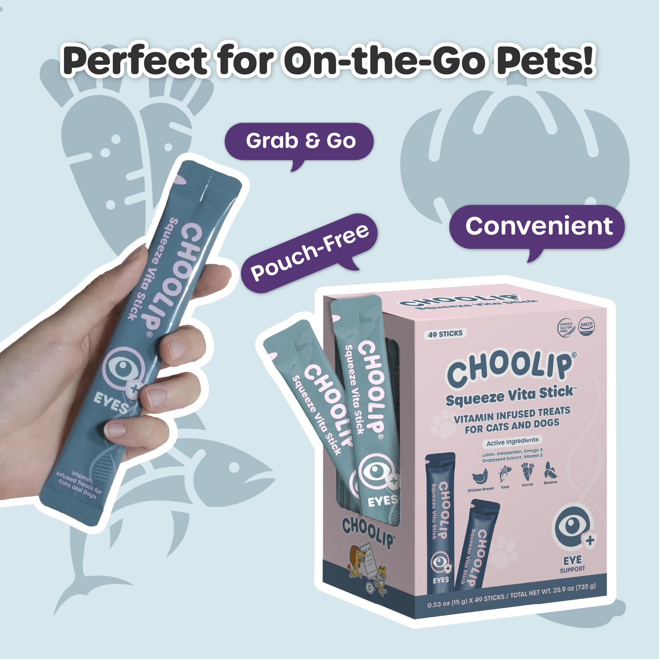 Choolip Squeeze Vita Stick chicken puree grain-free formula for gentle digestion