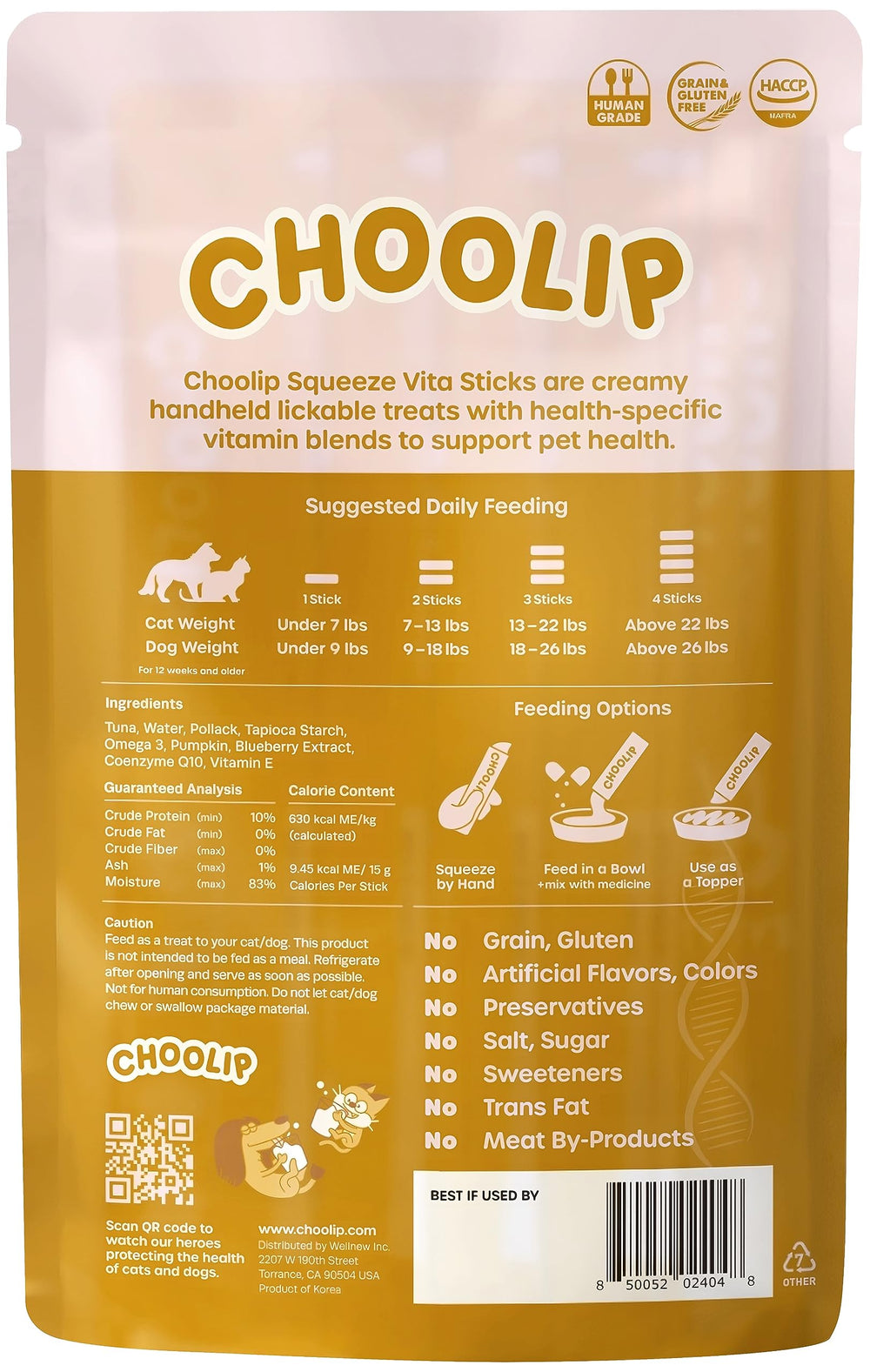 Choolip Squeeze Vita Stick creamy puree texture invites licking and simple daily servings.