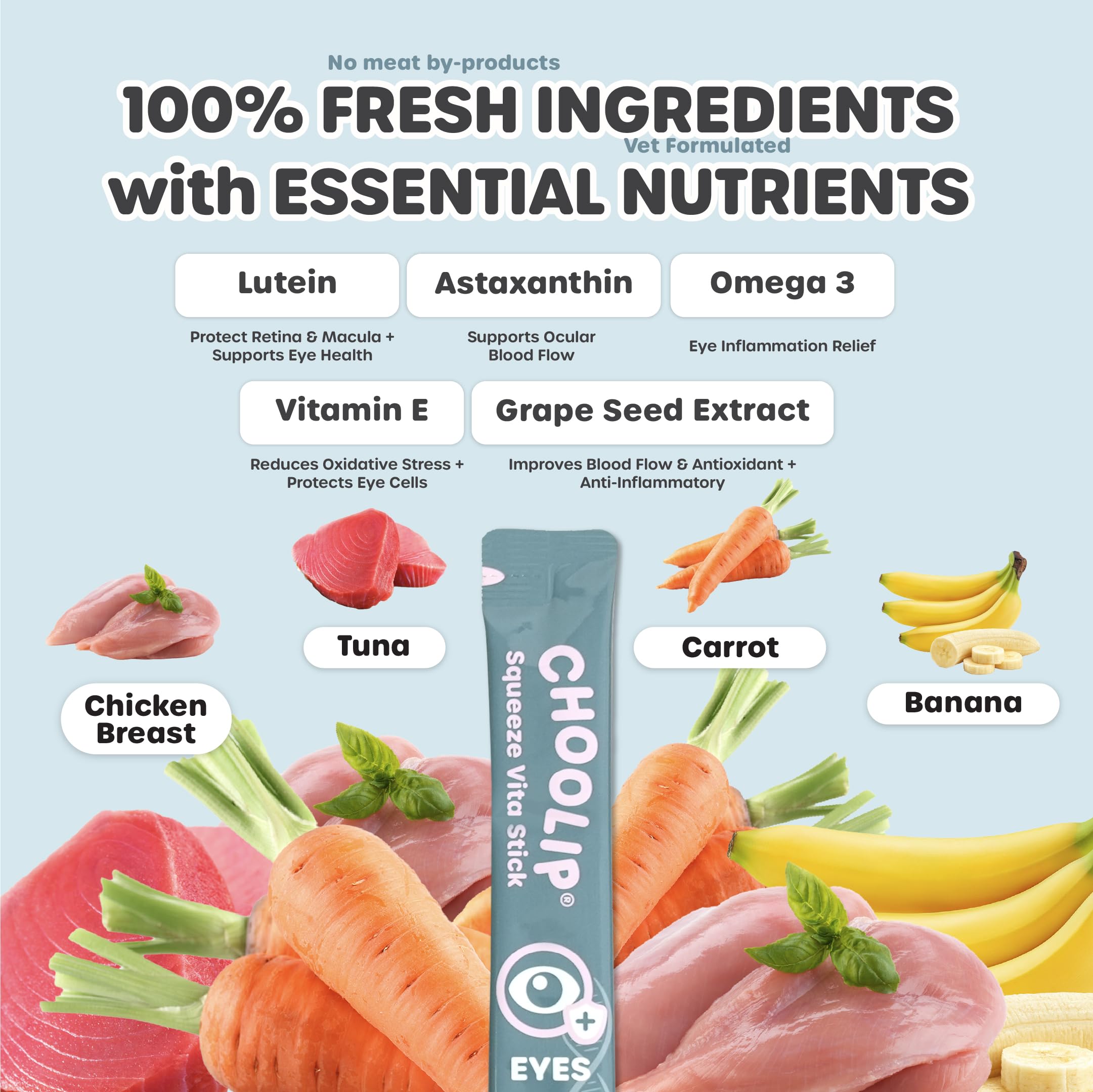 Choolip Squeeze Vita Stick ingredients layout featuring grapeseed extract